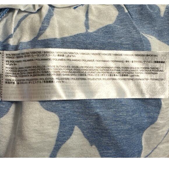 MANGO Tropical Print Flowy Wide Leg Trousers Blue and White Size XS - Picture 7 of 14